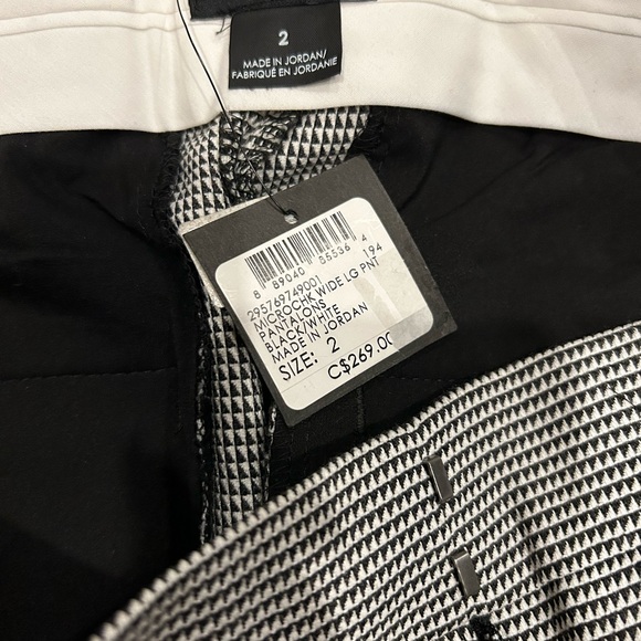 Club Monaco Black White Microcheck Wide Leg Dress Pants Fall Winter Size 2 - Picture 8 of 8